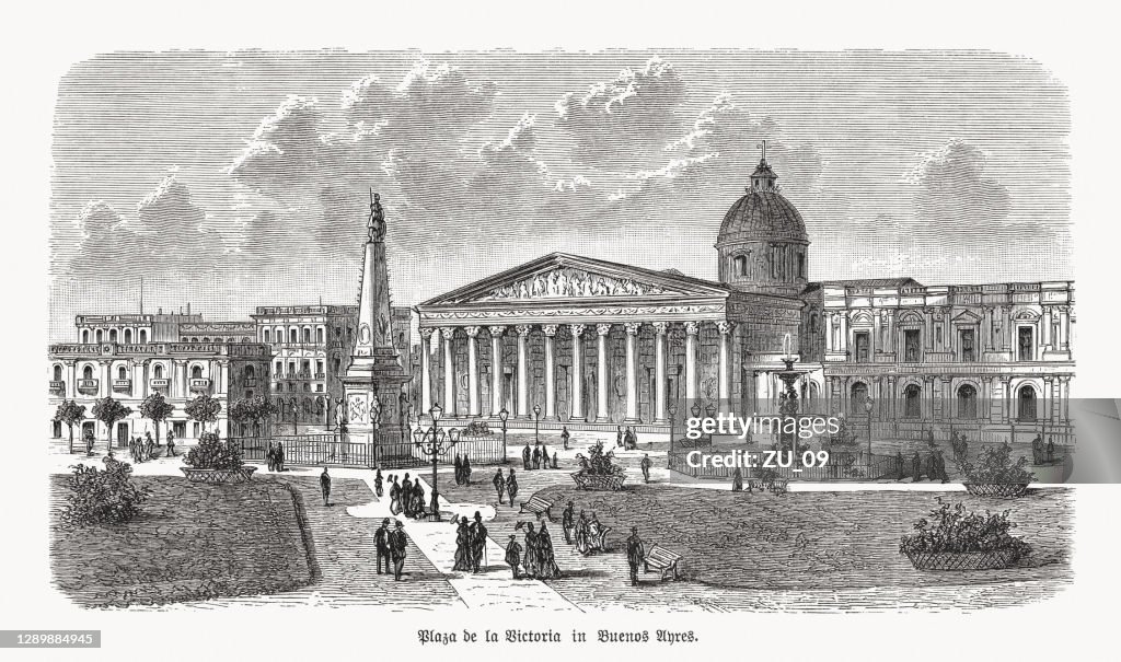 Plaza de Mayo, Buenos Aires, Argentinië, houtgravure, gepubliceerd 1893