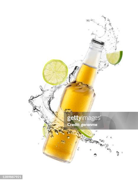 beer splash - lemons white background stock pictures, royalty-free photos & images