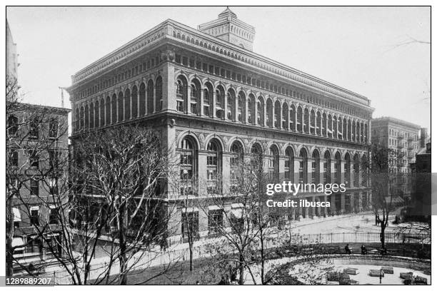 new york financial district buildings: new york produce exchange - new york stock exchange old stock illustrations