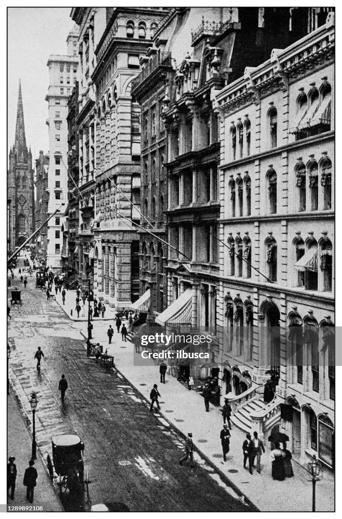 New York financial district buildings: Wall Street