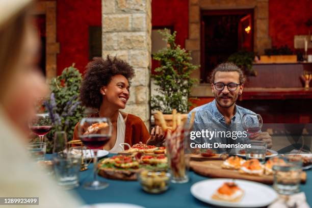 diner is nog beter met beste vrienden - backyard picnic stockfoto's en -beelden