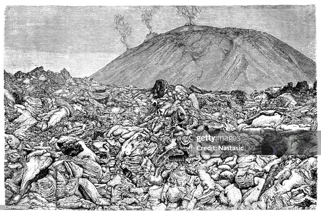 Lava flow cooled on Vesuvius