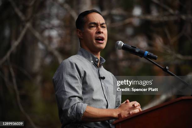 Former Democratic presidential candidate Julián Castro joins Democrat Jon Ossoff for a campaign event to register Democrats to vote in the January...