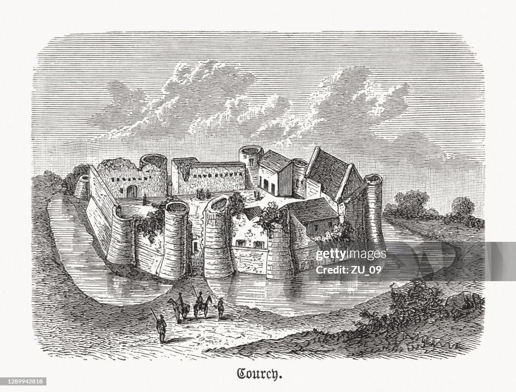 Château De Courcy Calvados Department Of France Woodcut Published 1893