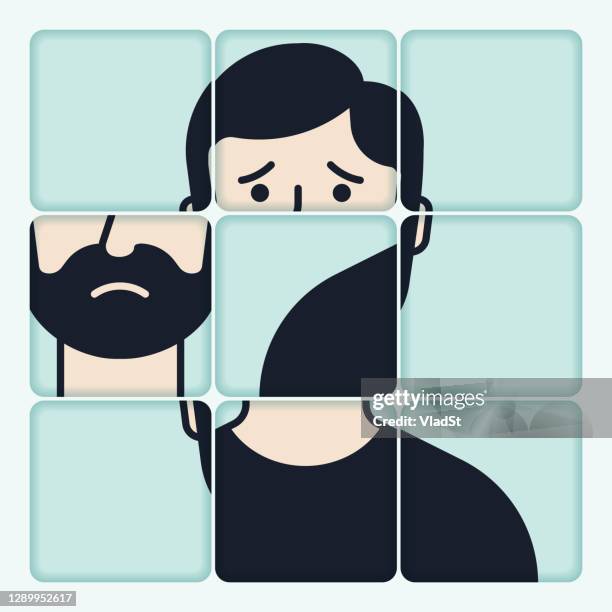 quarantäne psychische gesundheit gefühl gebrochen depression angst konzept illustration - zauberwürfel stock-grafiken, -clipart, -cartoons und -symbole
