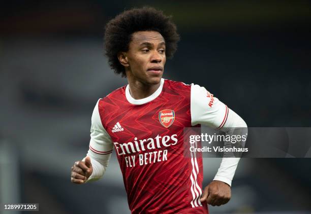 Willian of Arsenal in action during the Premier League match between Tottenham Hotspur and Arsenal at Tottenham Hotspur Stadium on December 6, 2020...