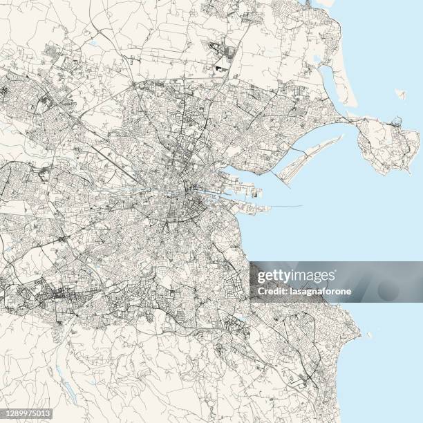 dublin, ireland vector map - dublin city skyline stock illustrations