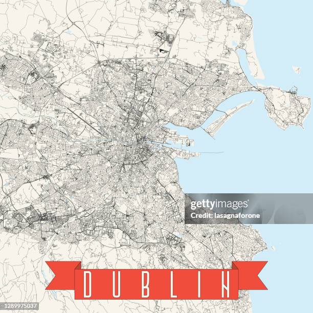 dublin, ireland vector map - dublin city skyline stock illustrations