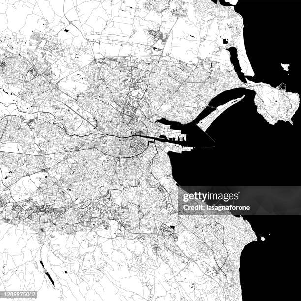 dublin, ireland vector map - dublin city skyline stock illustrations