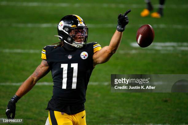 Chase Claypool of the Pittsburgh Steelers reacts following a play during the second quarter of their game against the Washington Football Team at...