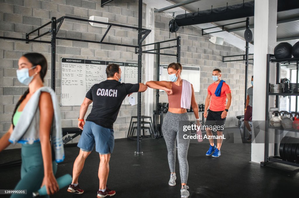 Safe Trainer Avoiding Handshake at Gym in Time of COVID-19