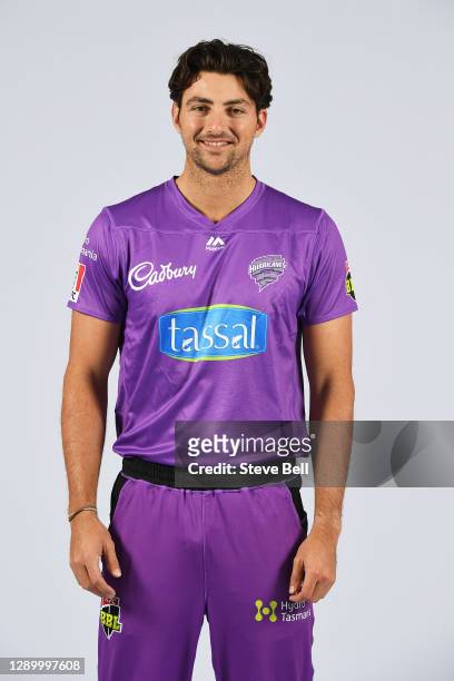 Tim David poses during the Hobart Hurricanes Big Bash League headshots session at Blundstone Arena on December 08, 2020 in Hobart, Australia.