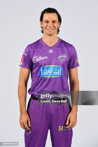 Peter Handscomb poses during the Hobart Hurricanes Big Bash League headshots session at Blundstone Arena on December 08, 2020 in Hobart, Australia.