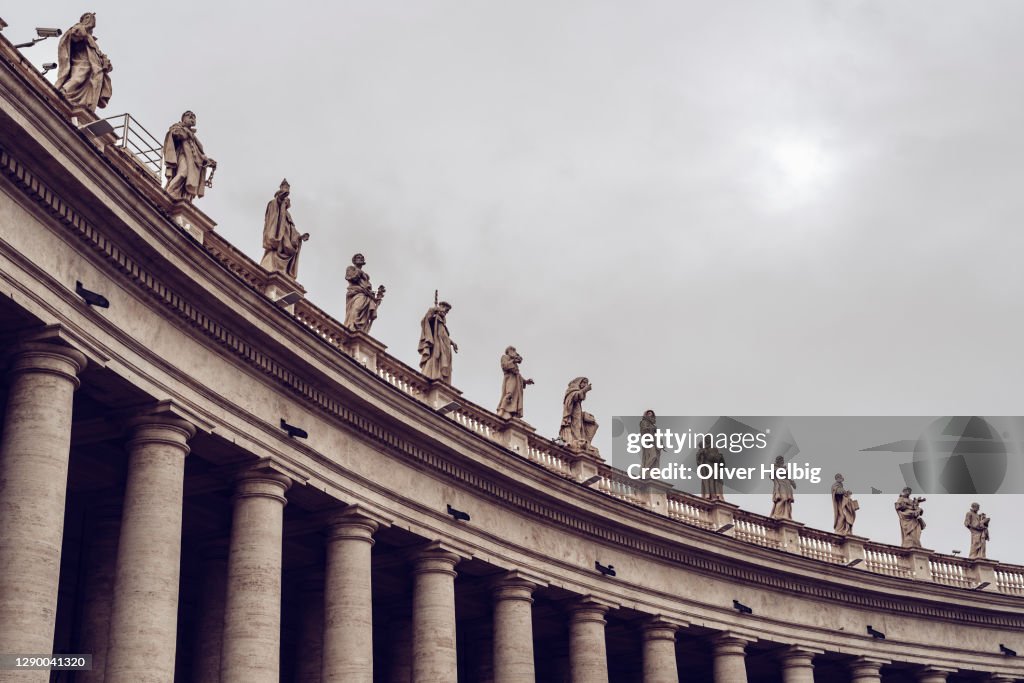 Vatican City in Rome Italy. Bernini's Colonnade next to St. Peter's Basilica in the Vatican City