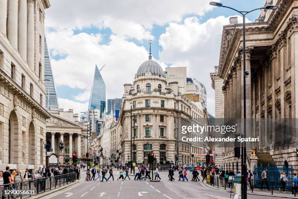 crowds of people in london financial district, england, uk - central london stock pictures, royalty-free photos & images