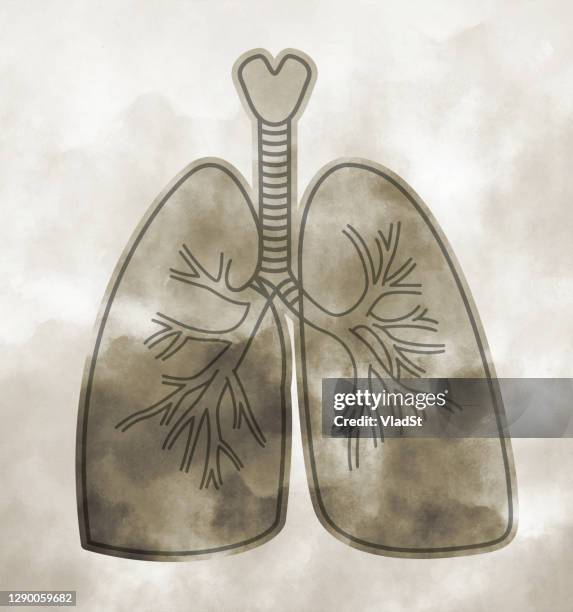 bildbanksillustrationer, clip art samt tecknat material och ikoner med rökning lungor cancer astma airways lunginflammation respirator begrepp illustration - luftförorening