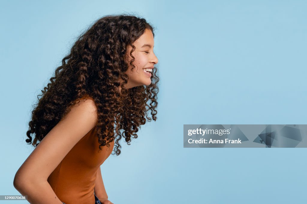 Beautiful teenager laughing