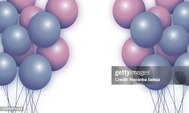 bunch of balloons in flat style on white background illustration - balloon bunch stock illustrations