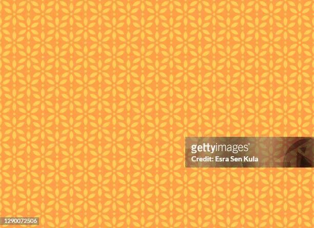 ilustraciones, imágenes clip art, dibujos animados e iconos de stock de patrón floral geométrico sin costuras - orange flower