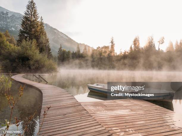 ruderboot auf dem alpensee, schweiz - lake stock-fotos und bilder