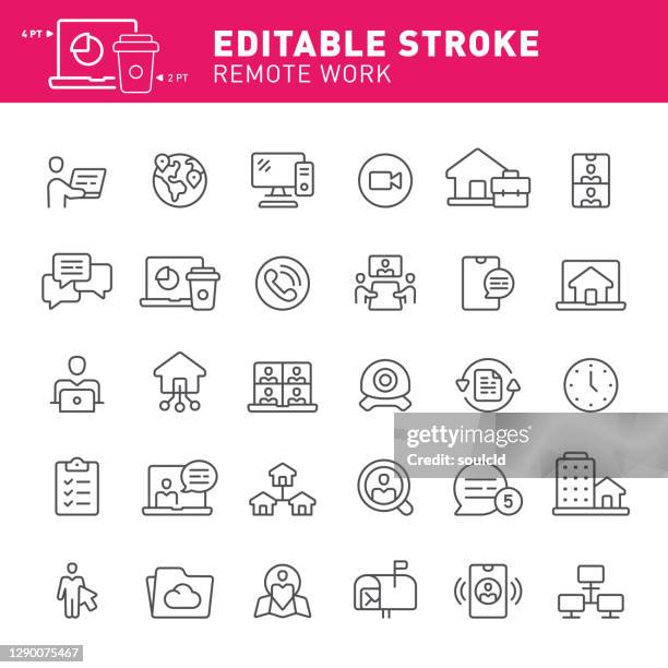 remote work icons - working from home icon stock illustrations