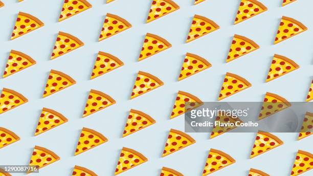 slices of pepperoni pizza low poly background pattern - pepperoni pizza stock-fotos und bilder