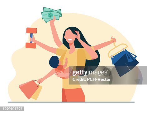 Mom Practicing Multitasking High-Res Vector Graphic - Getty Images