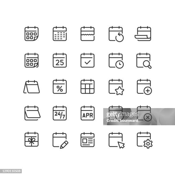 calendar line icons editable stroke - personal organizer stock illustrations