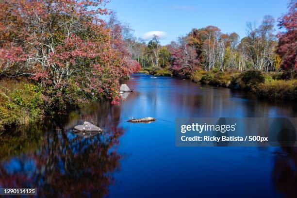 scenic view of lake against sky during autumn,pocono mountains,pennsylvania,united states,usa - pocono stock pictures, royalty-free photos & images