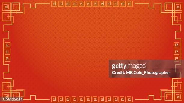 illustration happy chinese new year card,happy chinese new year card, red background with copy space for advertising - chinoiserie pattern stock pictures, royalty-free photos & images