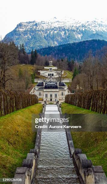 aerial view on the black forest and linderhof castle in bavaria in germany - linderhoff palace stock pictures, royalty-free photos & images