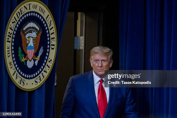 President Donald Trump arrives to speak at the Operation Warp Speed Vaccine Summit. On December 08, 2020 in Washington, DC. The president signed an...