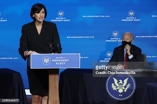 Dr. Rochelle Walensky, President-elect Joe Biden’s pick to head the Centers for Disease Control, speaks during a news conference at the Queen Theater...