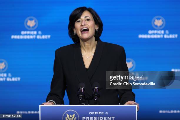 Dr. Rochelle Walensky, President-elect Joe Biden’s pick to head the Centers for Disease Control, speaks during a news conference at the Queen Theater...