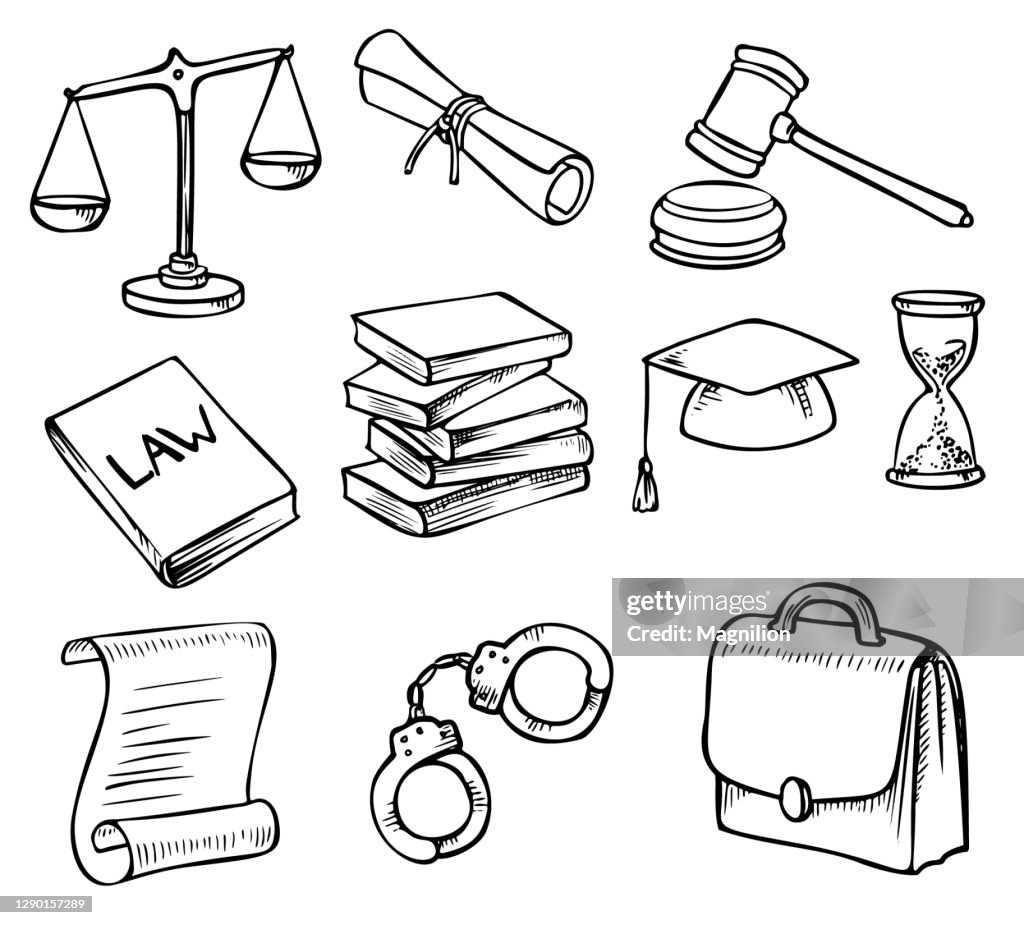 Set de Doodles de La Ley Dibujada a mano