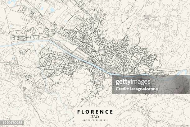 bildbanksillustrationer, clip art samt tecknat material och ikoner med florens, italien vektor karta - map of florence italy