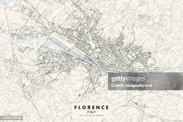 florence, italy vector map - florence italy stock illustrations