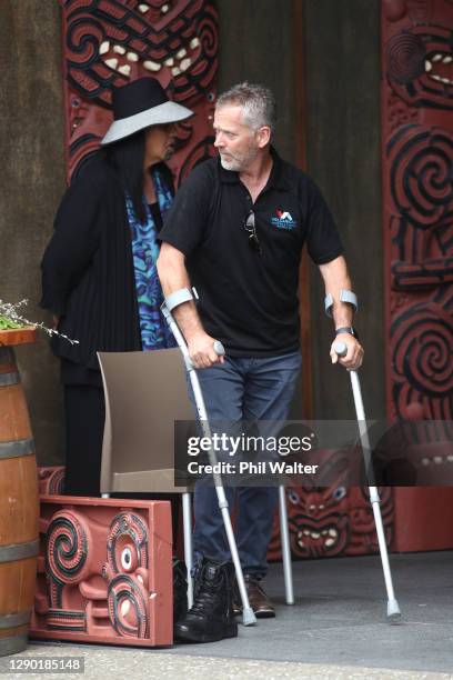 Friends and family of vicitms of the White Island eruption following the memorial service on the Te Mānuka Tūtahi Marae for a memorial service on...