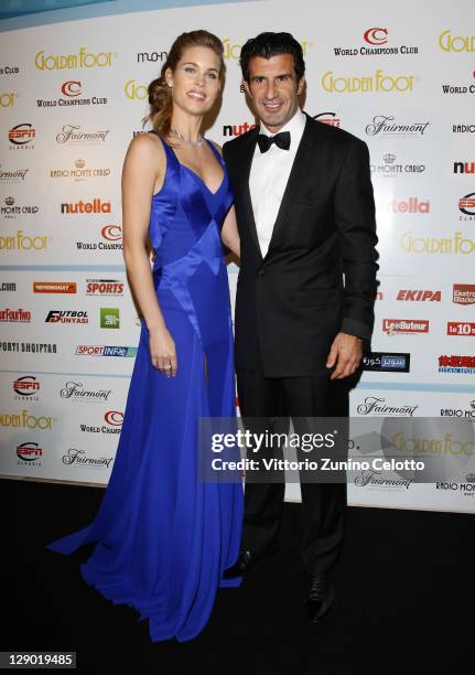 Luis Figo and wife Helen Svedin attend the Golden Foot Ceremony Awards on October 10, 2011 in Monaco, Monaco.