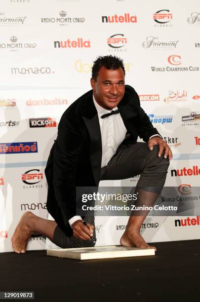 Football legend Ruud Gullit attend the Golden Foot Ceremony Awards on October 10, 2011 in Monaco, Monaco.