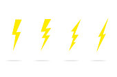 Set Lightning bolt. Thunderbolt, lightning strike. Modern flat style. Vector illustration.