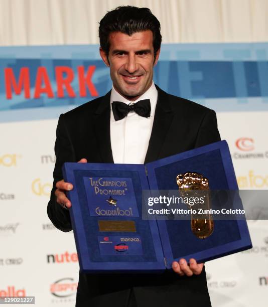 Football legend Luis Figo attend the Golden Foot Ceremony Awards on October 10, 2011 in Monaco, Monaco.