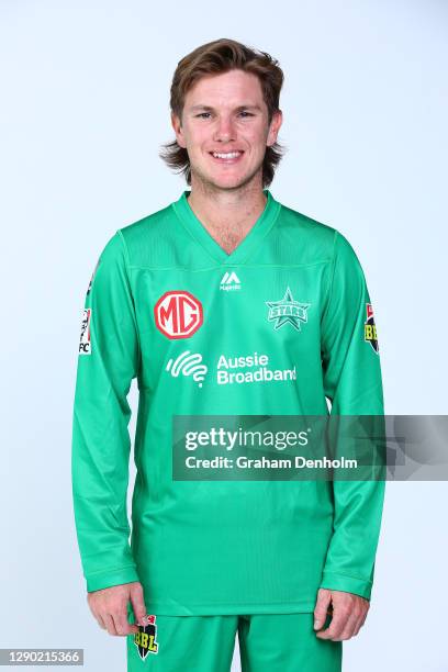 Adam Zampa of the Stars poses during the Melbourne Stars Big Bash League 2020/21 team headshots session at Junction Oval on December 09, 2020 in...