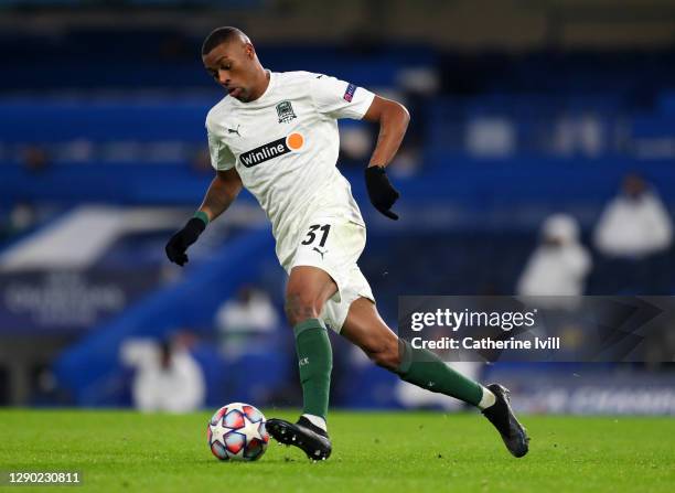 Marcus Berg of FC Krasnodar during the UEFA Champions League Group E stage match between Chelsea FC and FC Krasnodar at Stamford Bridge on December...