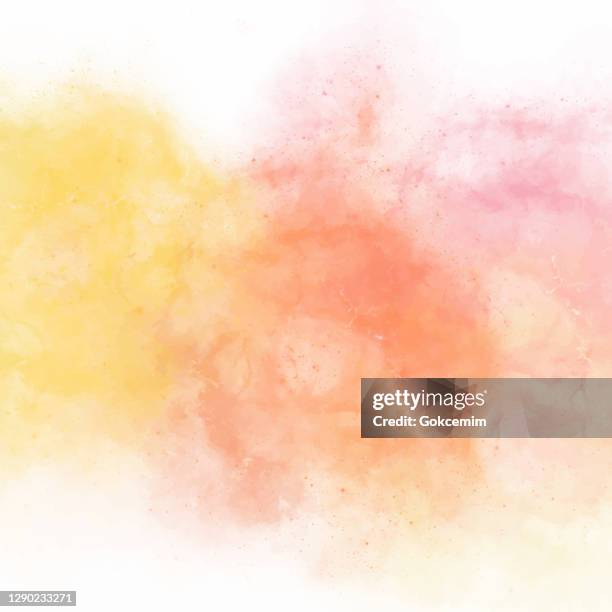 pink, orange and yellow abstract wall texture with watercolor brush strokes. pastel colored abstract watercolor brush strokes background. watercolor abstract background texture for cards, party invitation, packaging, surface design. - blusher stock illustrations