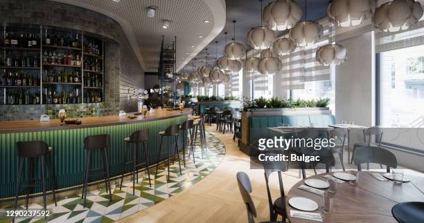 empty restaurant interior - indoors stock pictures, royalty-free photos & images
