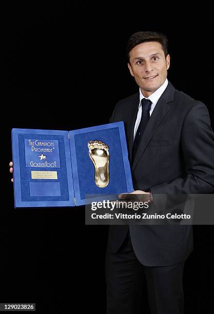 Football legend Javier Zanetti attend the Golden Foot Ceremony Awards on October 10, 2011 in Monaco, Monaco.