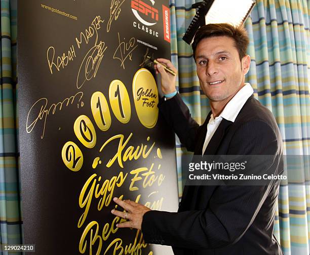 Football legend Javier Zanetti attends Golden Foot Awards previews on October 10, 2011 in Monaco, Monaco.