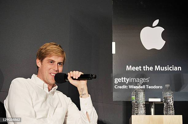 Musician Andrew McMahon from Jack's Mannequin visits the Apple Store Soho on October 10, 2011 in New York City.