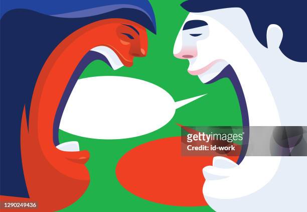 angry couple conflicting - relationship difficulties stock illustrations